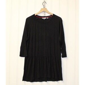 Boden 3/4 Sleeve Ruffle‎ Hem Flounce Front Tunic Top Minimalist Black Size Large